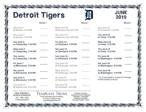 detroit tigers 2019 schedule